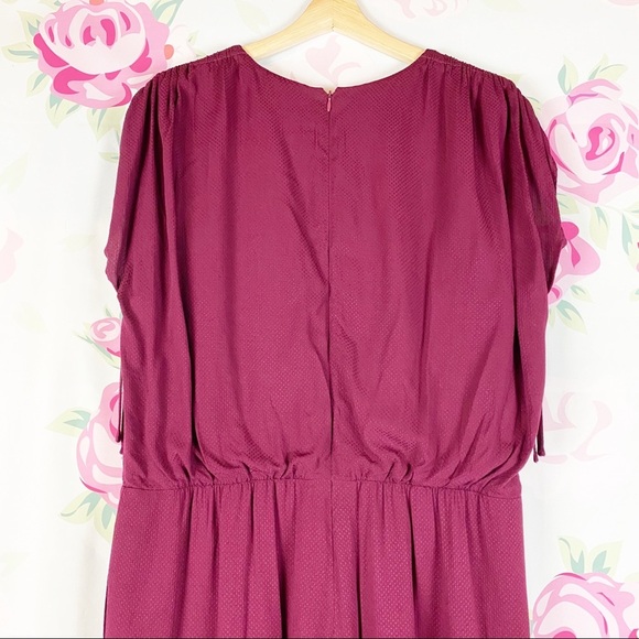 NEW Gal Meets Glam Luella Maroon Wine Burgundy Ruched Crop Jumpsuit 18 - Picture 7 of 11